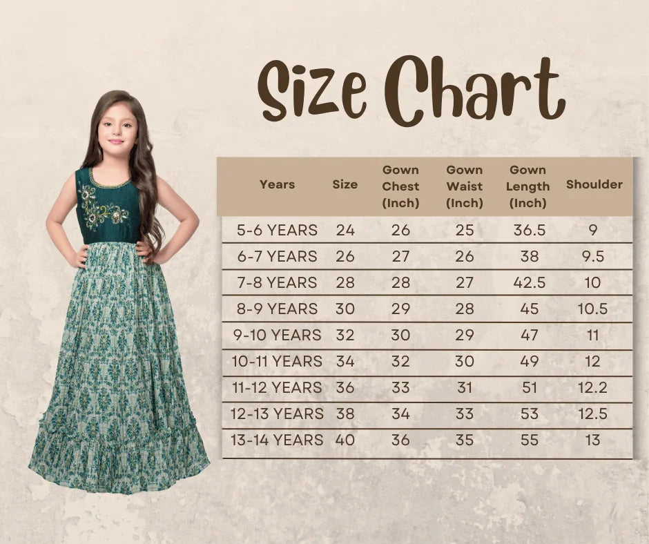 Bottle Green Coloured Ethnic Maxi Dress Gown For Girls - Betty Ethnic India - Gown - Betty Girls Wear Online