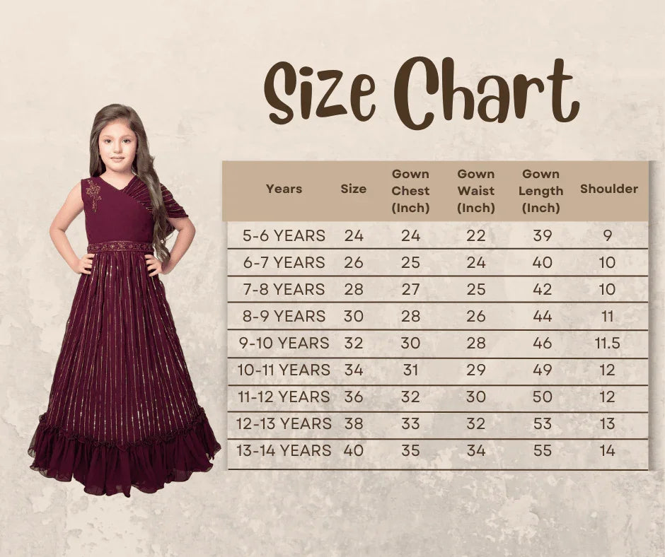 Wine Coloured Unique Cape Style Sleeves Pattern Gown For Girls - Betty Ethnic India - Gown - Betty Girls Wear Online