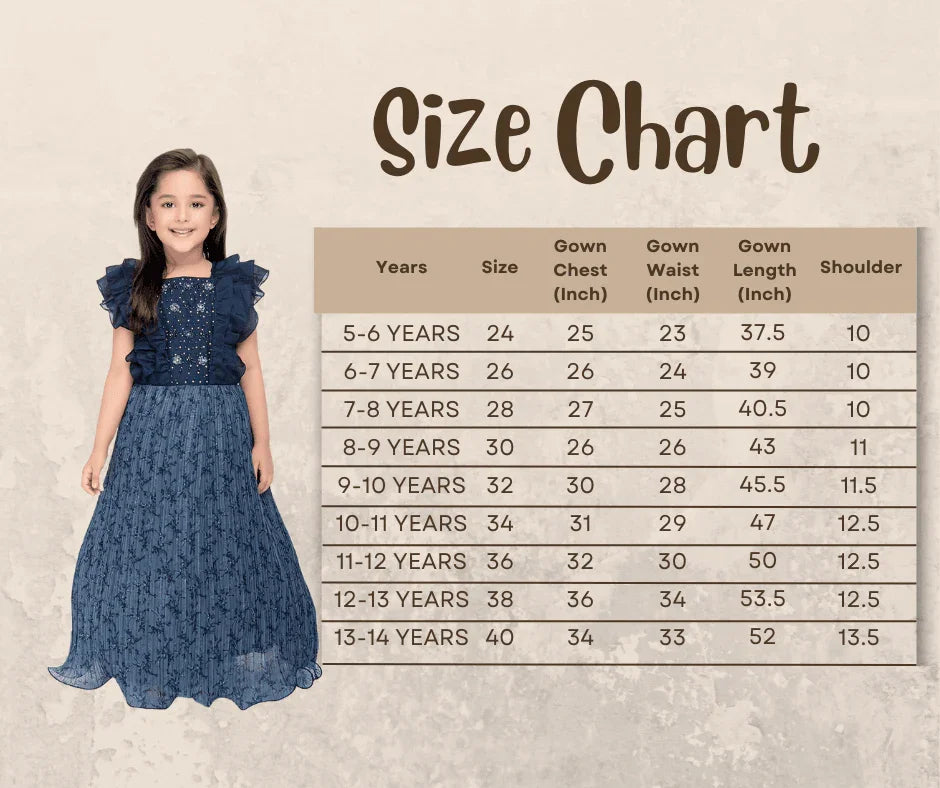 Blue Coloured Imported Gown For Girls\ Fancy Sleeves Concept Gown For Girls - Betty Ethnic India - Gown - Betty Girls Wear Online