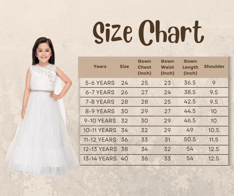 White Coloured Imported Net Gown For Girls \ Birthday Gown For Girls - Betty Ethnic India - Gown - Betty Girls Wear Online