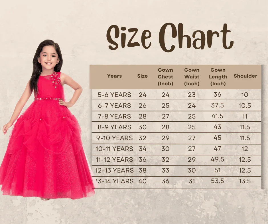 Rani Coloured Imported Net Gown For Girls \ Ball Gown For Girls \ Birthday Dress For Girls - Betty Ethnic India - Gown - Betty Girls Wear Online