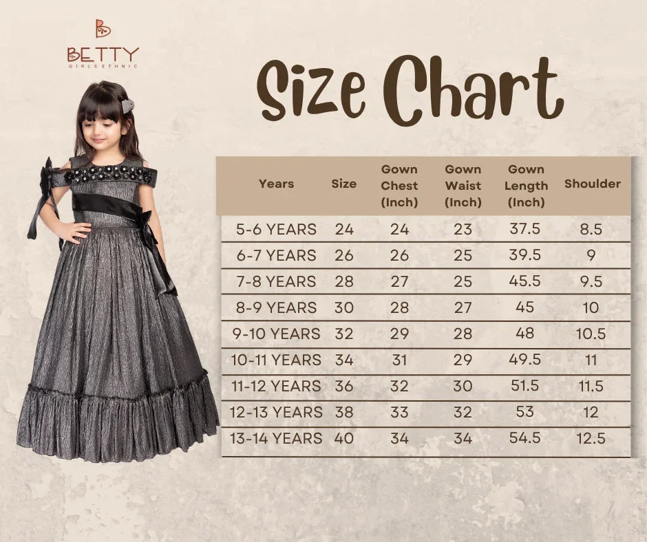 Betty Grey Cold-Shoulder Embellished Gown – Girls' Party Dress with Pearls & Bows