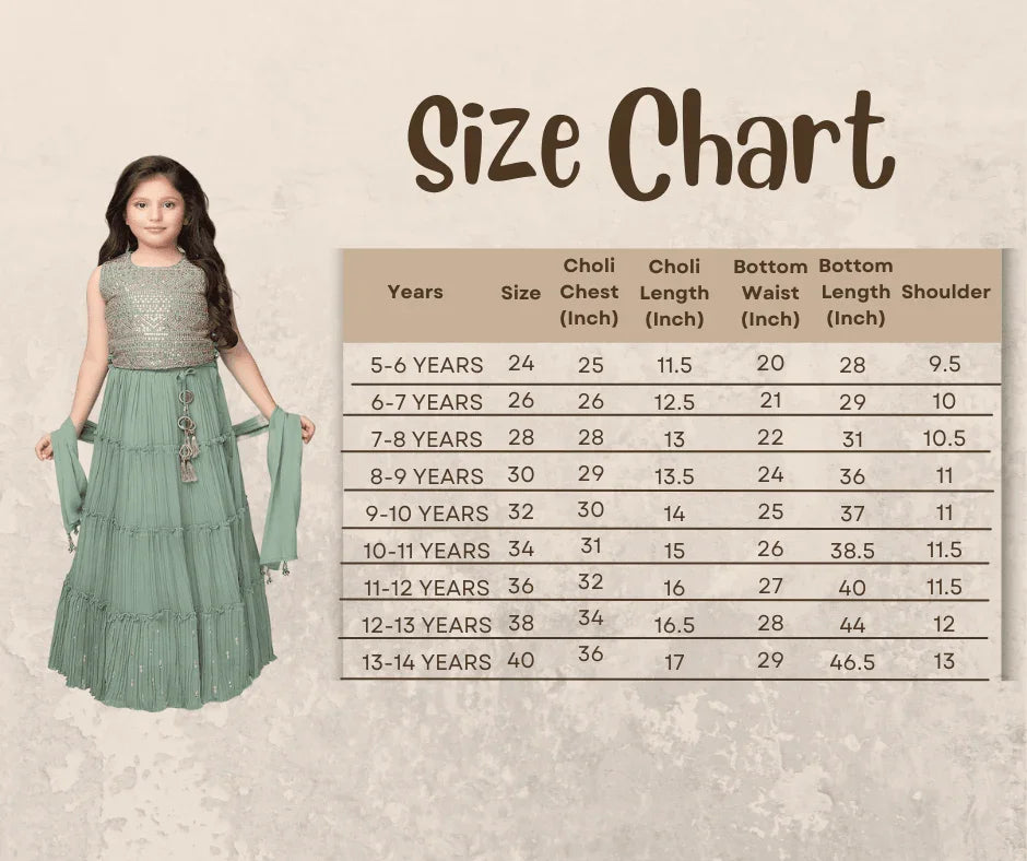 Sequinned Embellished Lehenga Choli with Ready-to-Wear Blouse and Dupatta - Georgette Fabric, Tassel Border For Girls - Betty Ethnic India - Saree & Lehenga - Betty Girls Wear Online