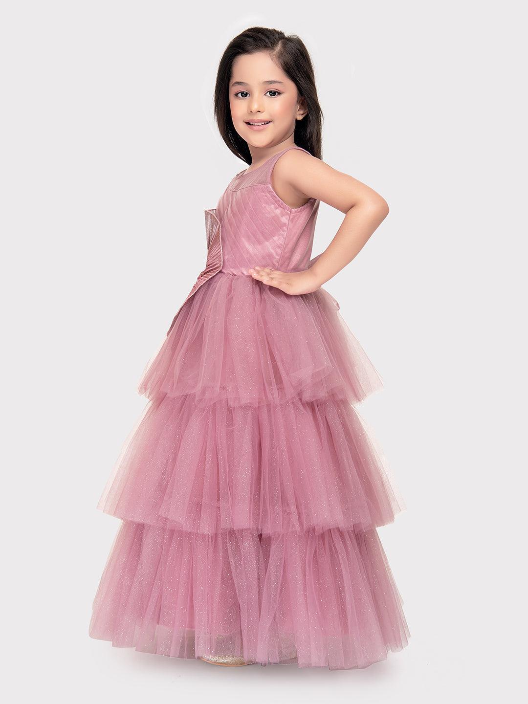 Orchid Coloured Imported Net Gown For Girls \ Birthday Ball Gown For Girls - Betty Ethnic India - Gown - Betty Girls Wear Online