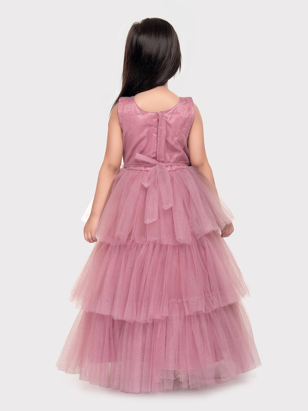 Orchid Coloured Imported Net Gown For Girls \ Birthday Ball Gown For Girls - Betty Ethnic India - Gown - Betty Girls Wear Online
