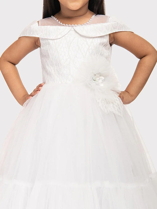 White Coloured Simple Gown For Girls \ Party Wear Gown For Girls - Betty Ethnic India - Gown - Betty Girls Wear Online