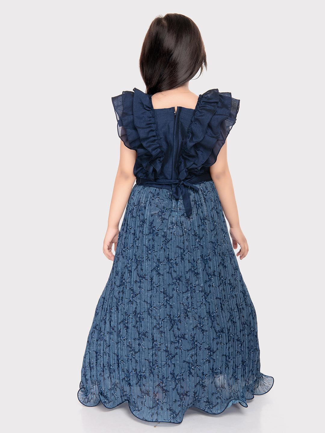 Blue Coloured Imported Gown For Girls\ Fancy Sleeves Concept Gown For Girls - Betty Ethnic India - Gown - Betty Girls Wear Online