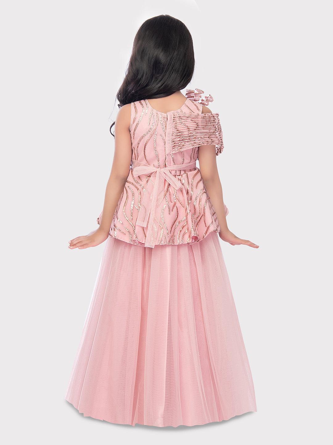 Pink Coloured Wire Style Trendy Gown For Girls / Party Wear Dresses Online - Betty Ethnic India - Gown - Betty Girls Wear Online
