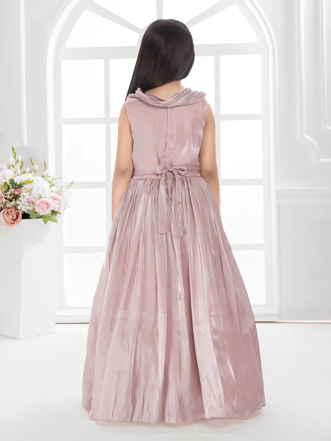 Orchid Fit & Flare Gown with Wire Styling – Trendy Girls Party Dress