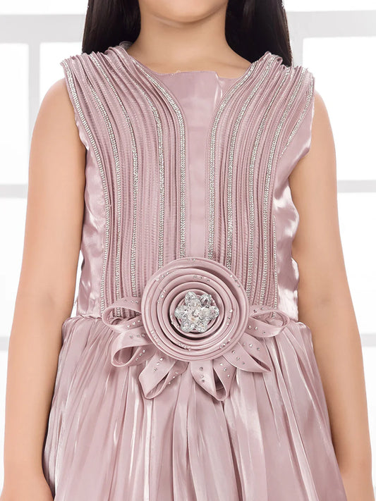 Orchid Fit & Flare Gown with Wire Styling – Trendy Girls Party Dress