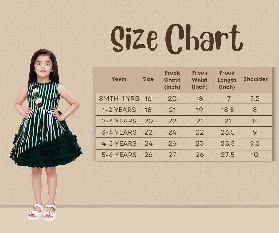 Bottle Green Coloured Stripe Style Pattern Frock For Girls - Betty Ethnic India - Frock - Betty Girls Wear Online