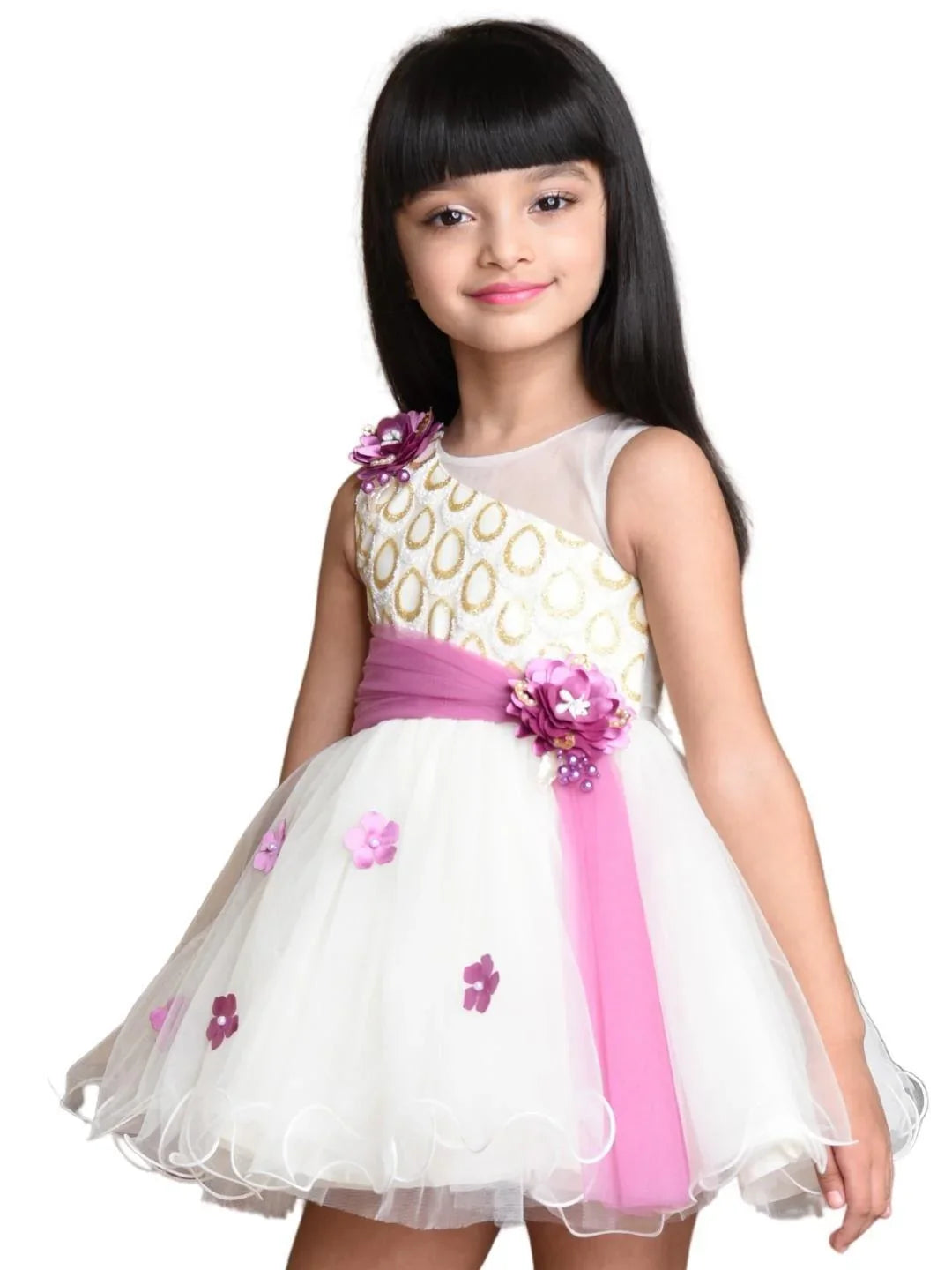 Wine Floral Net Simple Party Wear Frock For Girls - Betty Ethnic India - Frock - Betty Girls Wear Online
