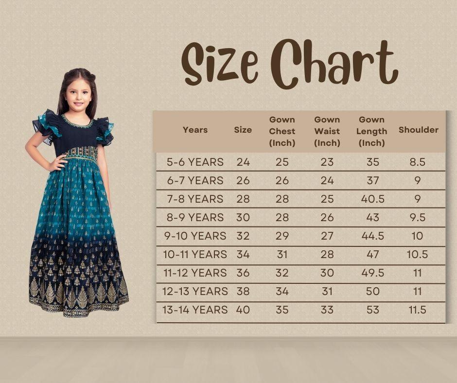 Navy Blue Coloured Hand Embroidery Flutter Sleeves Style Gown For Girls - Betty Ethnic India - Gown - Betty Girls Wear Online