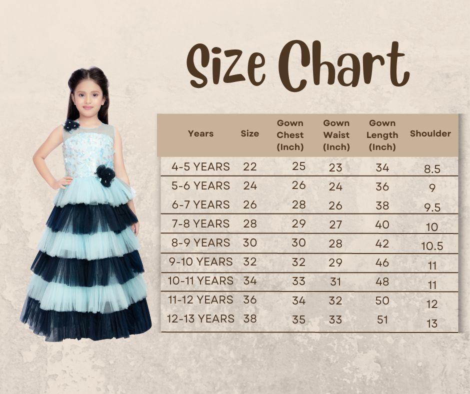 Blue Coloured Layered Maxi Dress Trendy Frill Concept Gown For Girls - Betty Ethnic India - Gown - Betty Girls Wear Online