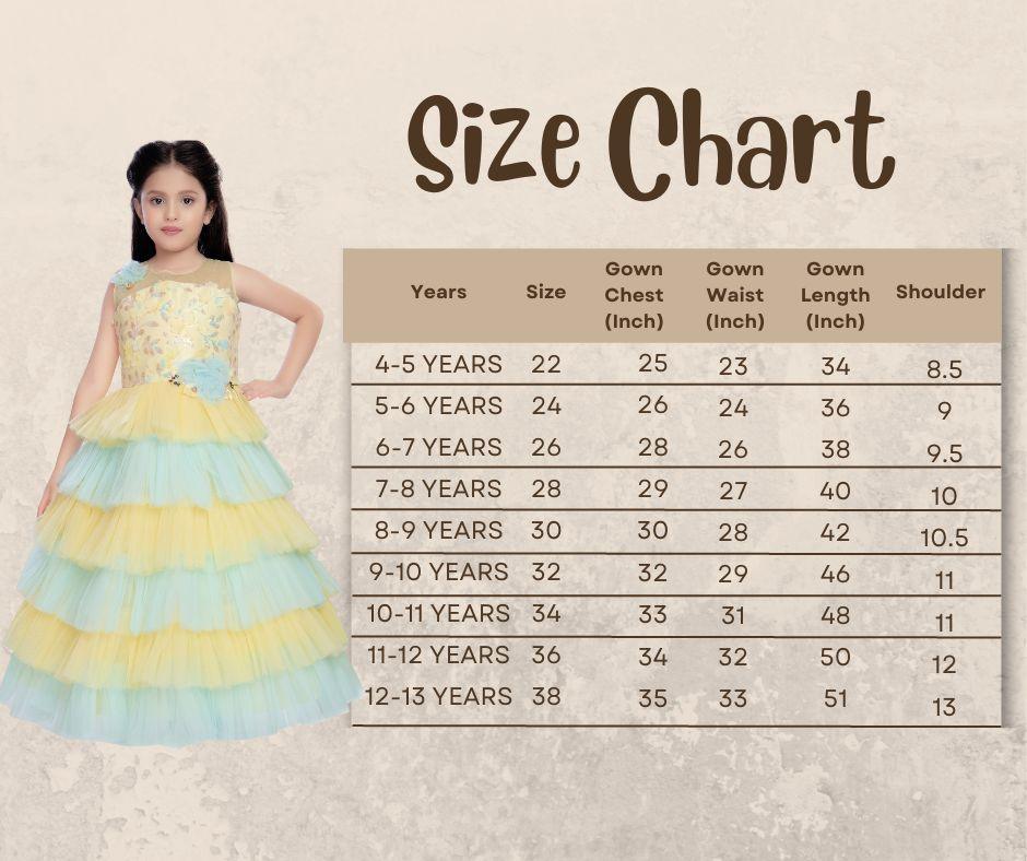 Lemon Coloured Layered Maxi Dress Trendy Frill Concept Gown For Girls - Betty Ethnic India - Gown - Betty Girls Wear Online