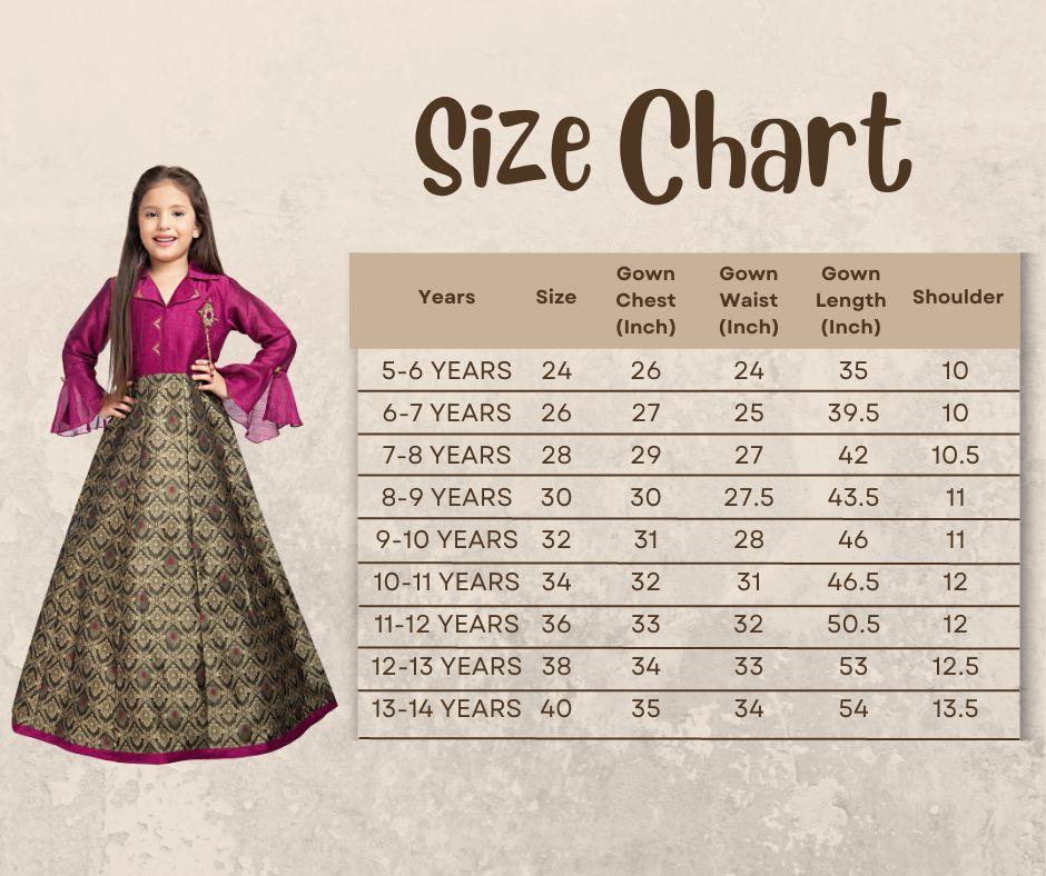 Burgundy & Brown Coloured Shirt Collar Styled Gown For Girls - Betty Ethnic India - Gown - Betty Girls Wear Online