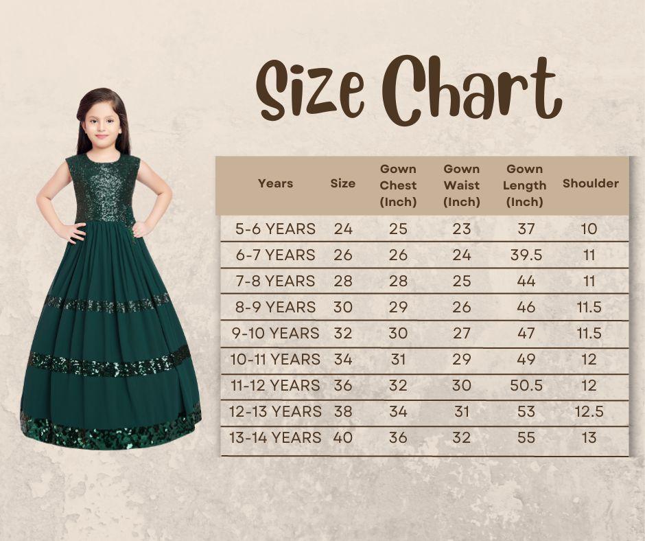 Bottle Green Coloured Sequined Georgette Gown For Girls - Betty Ethnic India - Gown - Betty Girls Wear Online