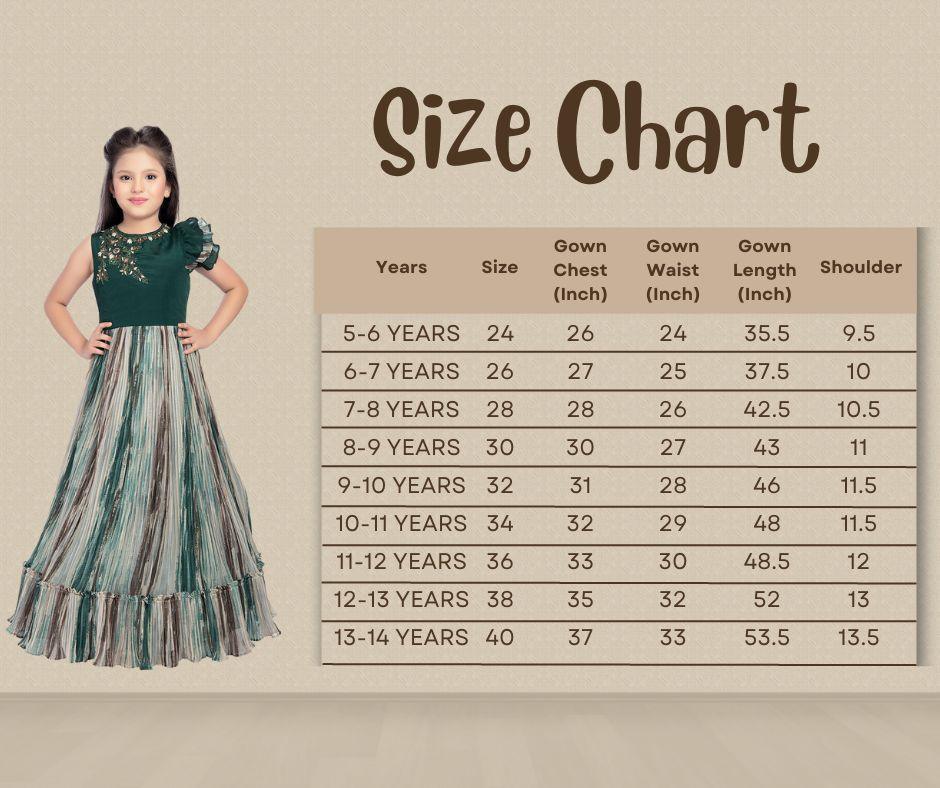 Bettle Coloured Ruffle Style One Sided Sleeves Gown For Girls - Betty Ethnic India - Gown - Betty Girls Wear Online