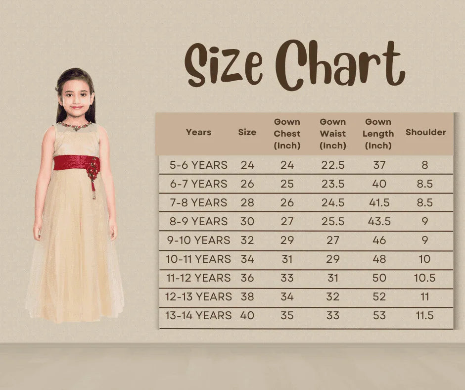 Beige Coloured Embellished Simple Gown For Girls - Betty Ethnic India - Gown - Betty Girls Wear Online
