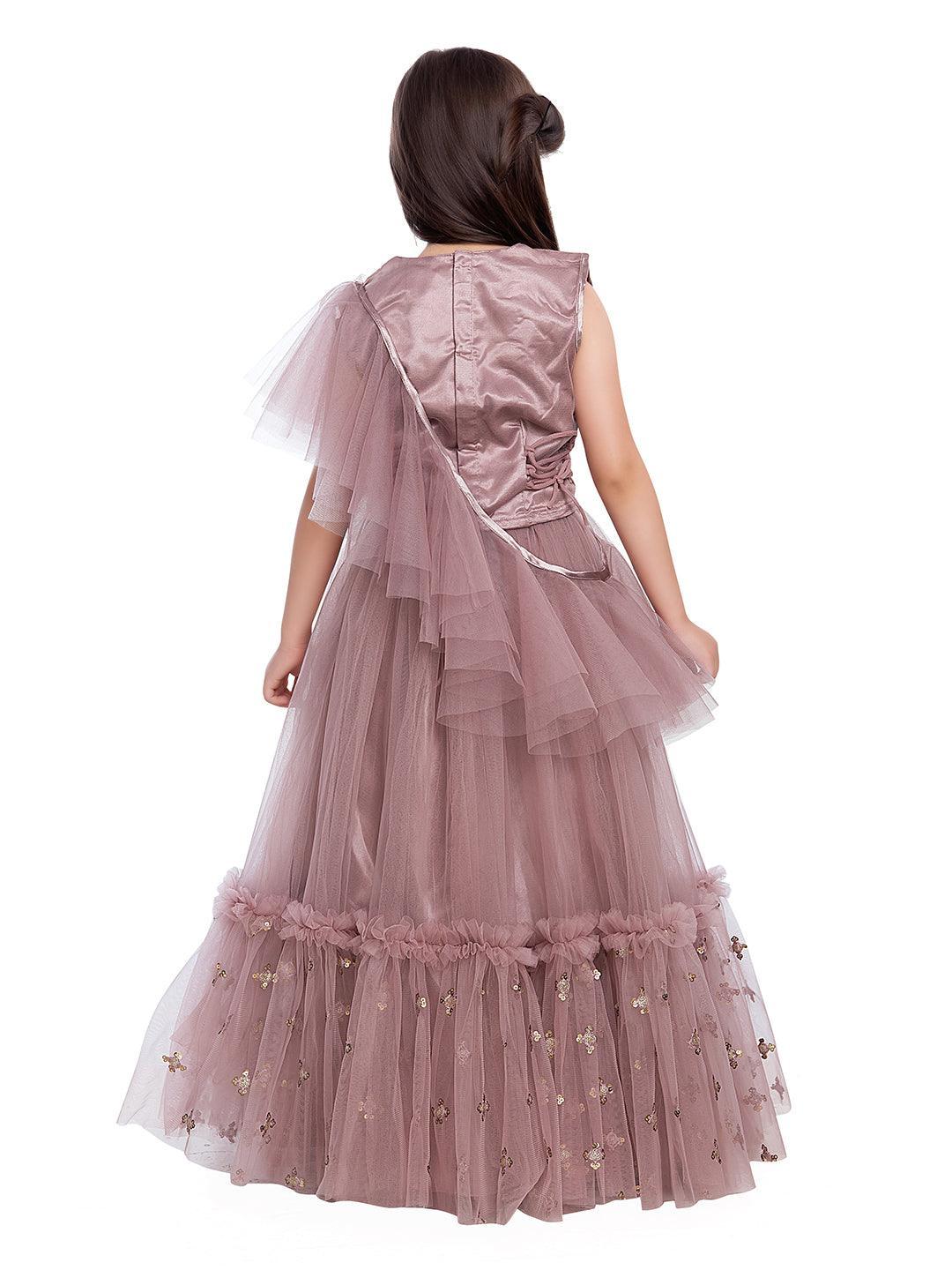 Girls Rose Embellished Ready to Wear Lehenga & Blouse With Dupatta - Betty Ethnic India - Saree & Lehenga - Betty Girls Wear Online