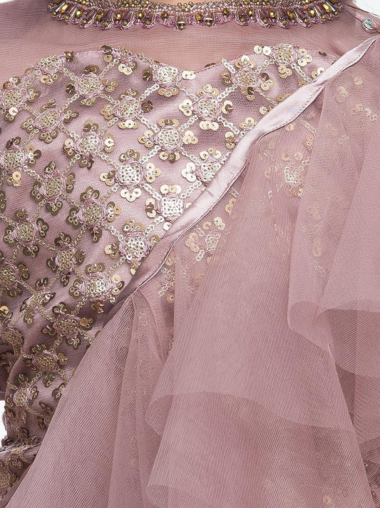 Girls Rose Embellished Ready to Wear Lehenga & Blouse With Dupatta - Betty Ethnic India - Saree & Lehenga - Betty Girls Wear Online