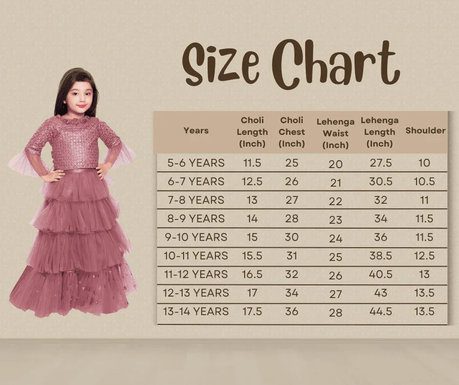 Deco Rose Coloured Embroidered Ready to Wear Lehenga Choli For Girls - Betty Ethnic India - Saris & Lehengas - Betty Girls Wear Online