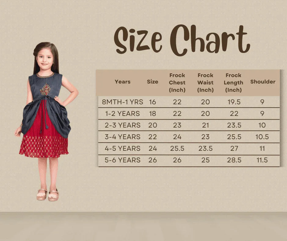 Girls Red & Grey Embroidered Layered Fit & Flare With Jacket Party Wear Frock For Girls - Betty Ethnic India - Frock - Betty Girls Wear Online