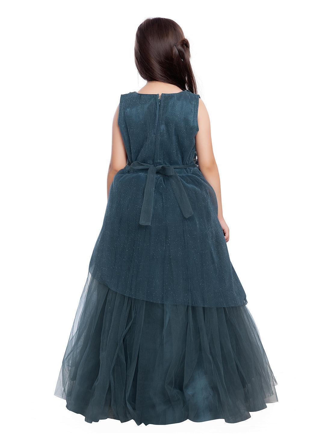 Grey Coloured Imported Net Party Wear Gown For Girls - Betty Ethnic India - Gown - Betty Girls Wear Online