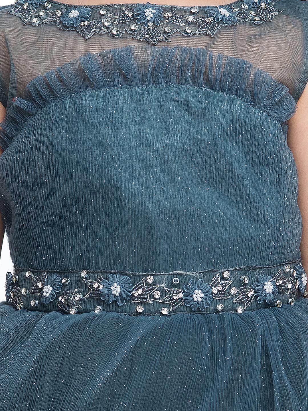 Grey Coloured Imported Net Party Wear Gown For Girls - Betty Ethnic India - Gown - Betty Girls Wear Online