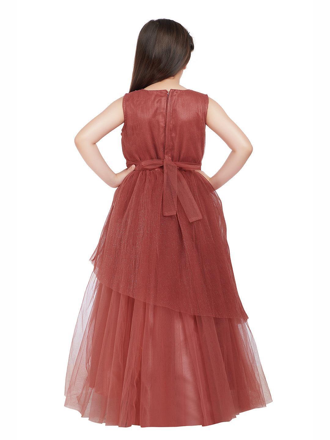 Grey Coloured Imported Net Party Wear Gown For Girls - Betty Ethnic India - Gown - Betty Girls Wear Online