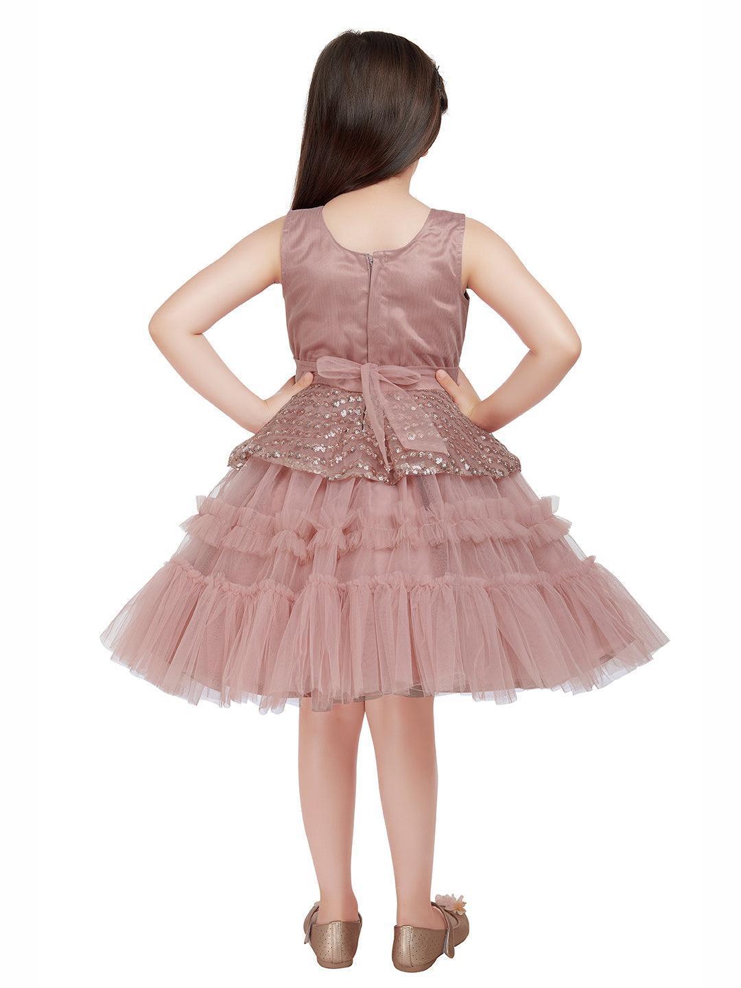 Orchid Coloured Imported Net Peplum Styled Party Wear Frock For Girls - Betty Ethnic India - Frock - Betty Girls Wear Online