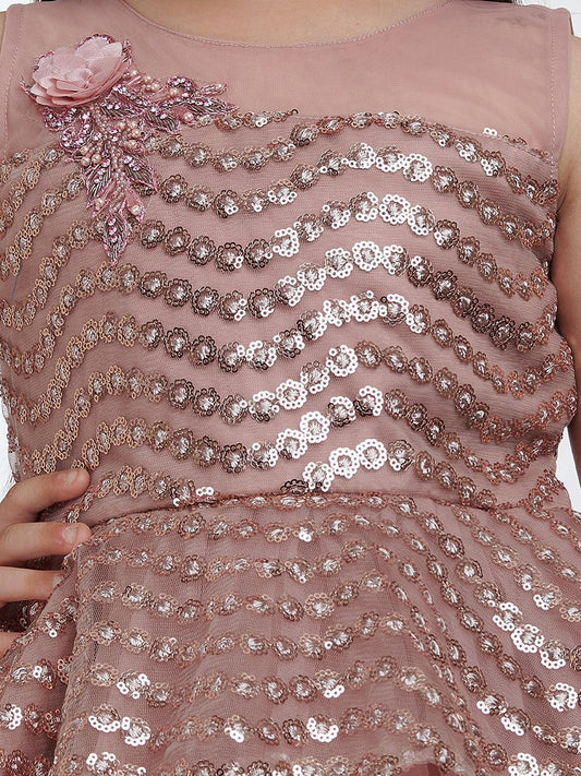 Orchid Coloured Imported Net Peplum Styled Party Wear Frock For Girls - Betty Ethnic India - Frock - Betty Girls Wear Online