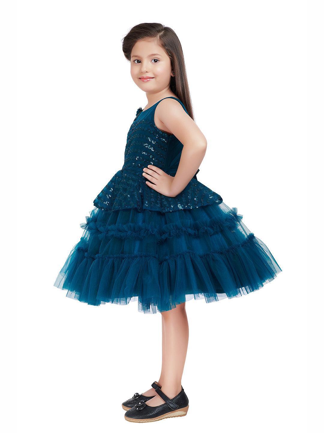 Orchid Coloured Imported Net Peplum Styled Party Wear Frock For Girls - Betty Ethnic India - Frock - Betty Girls Wear Online