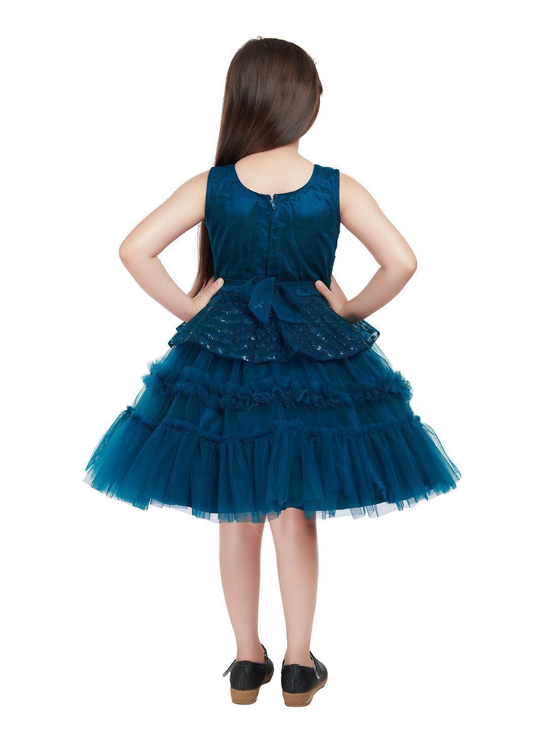 Orchid Coloured Imported Net Peplum Styled Party Wear Frock For Girls - Betty Ethnic India - Frock - Betty Girls Wear Online