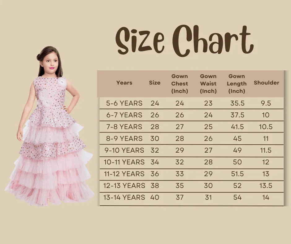 Pink Coloured Imported Fabric Layered Styled Gown For Girls - Betty Ethnic India - Gown - Betty Girls Wear Online