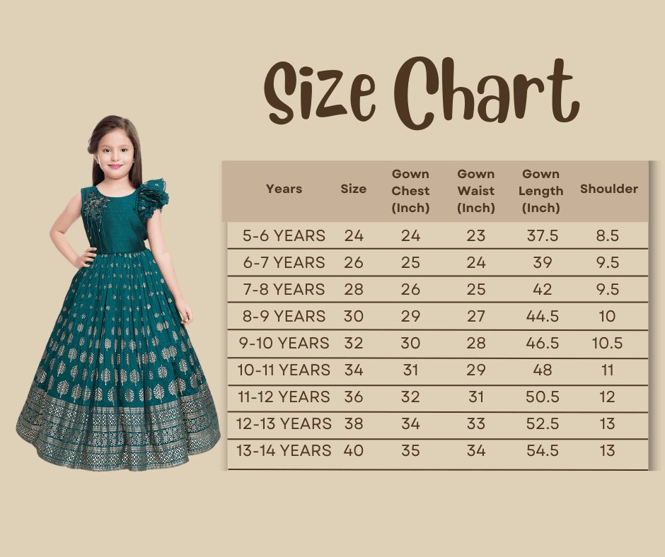 Rama Green Coloured Ethnic Motifs One Sided Sleeve Pattern Gown For Girls - Betty Ethnic India - Gown - Betty Girls Wear Online