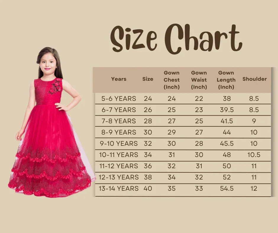 Rani Coloured Imported Net Bottom Design Gown For Girls - Betty Ethnic India - Gown - Betty Girls Wear Online