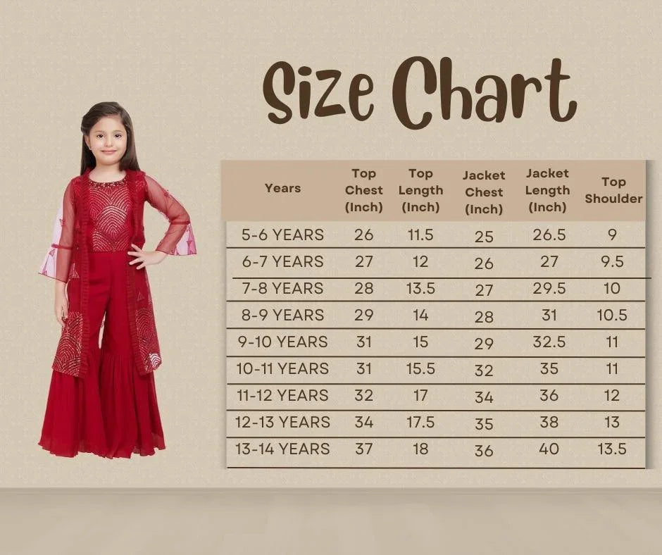 Rani Coloured Gharara / Sharara Set For Girls - Betty Ethnic India - Gharara / Sharara Set - Betty Girls Wear Online