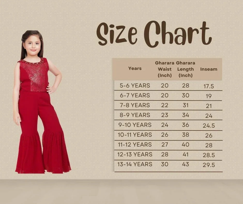 Rani Coloured Gharara / Sharara Set For Girls - Betty Ethnic India - Gharara / Sharara Set - Betty Girls Wear Online