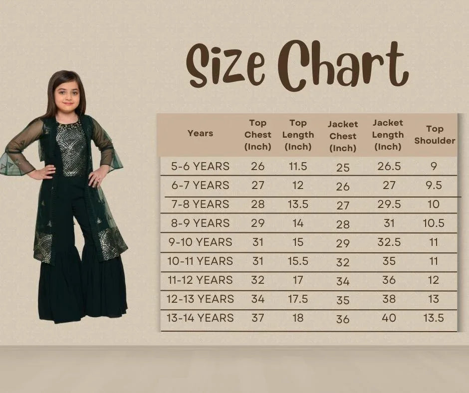 Bottle Green Coloured Gharara / Sharara Set For Girls - Betty Ethnic India - Gharara / Sharara Set - Betty Girls Wear Online