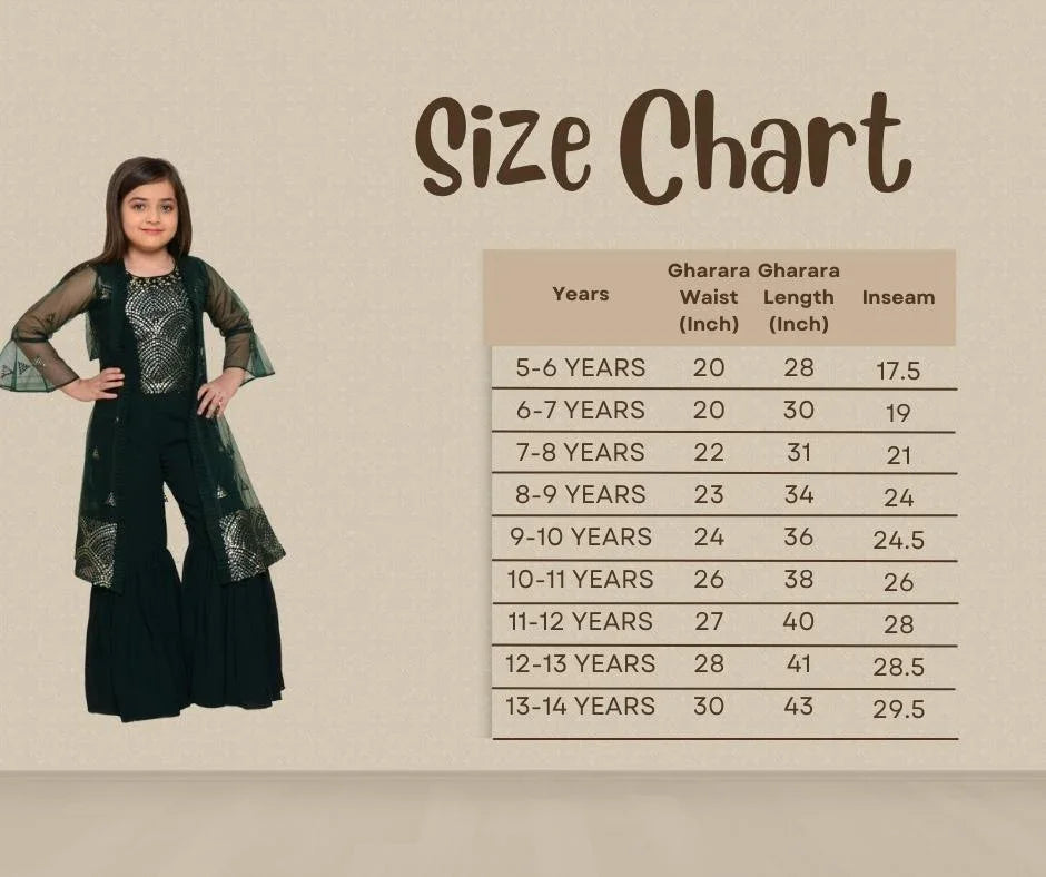 Bottle Green Coloured Gharara / Sharara Set For Girls - Betty Ethnic India - Gharara / Sharara Set - Betty Girls Wear Online