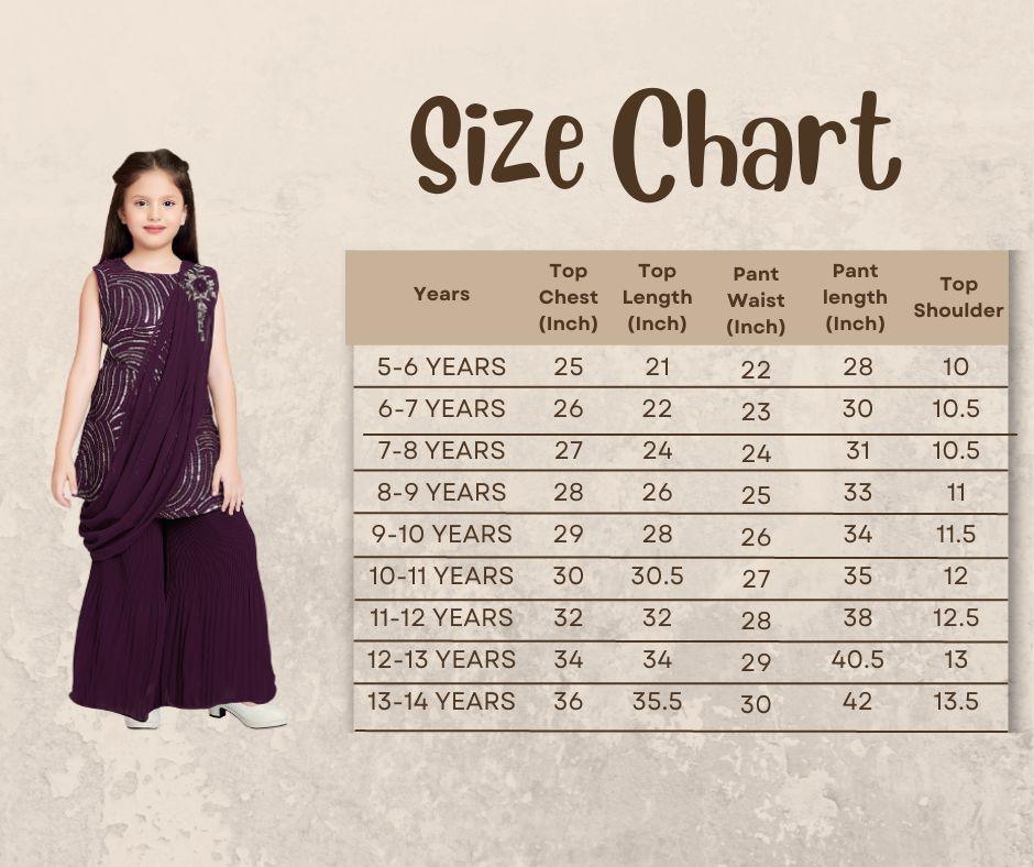 Wine Coloured Russian Palazzos Set For Girls - Betty Ethnic India - Gharara / Sharara Set - Betty Girls Wear Online