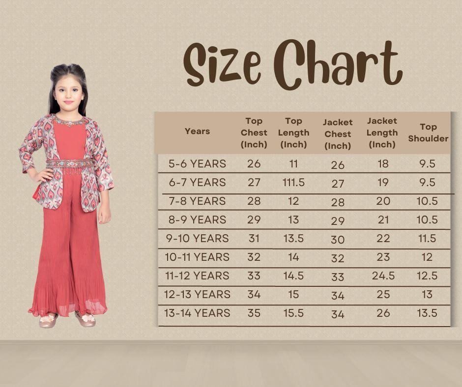 Peach Coloured Jacket Style Russian Palazzo Style Set For Girls With Separate Belt - Betty Ethnic India - Gharara / Sharara Set - Betty Girls Wear Online