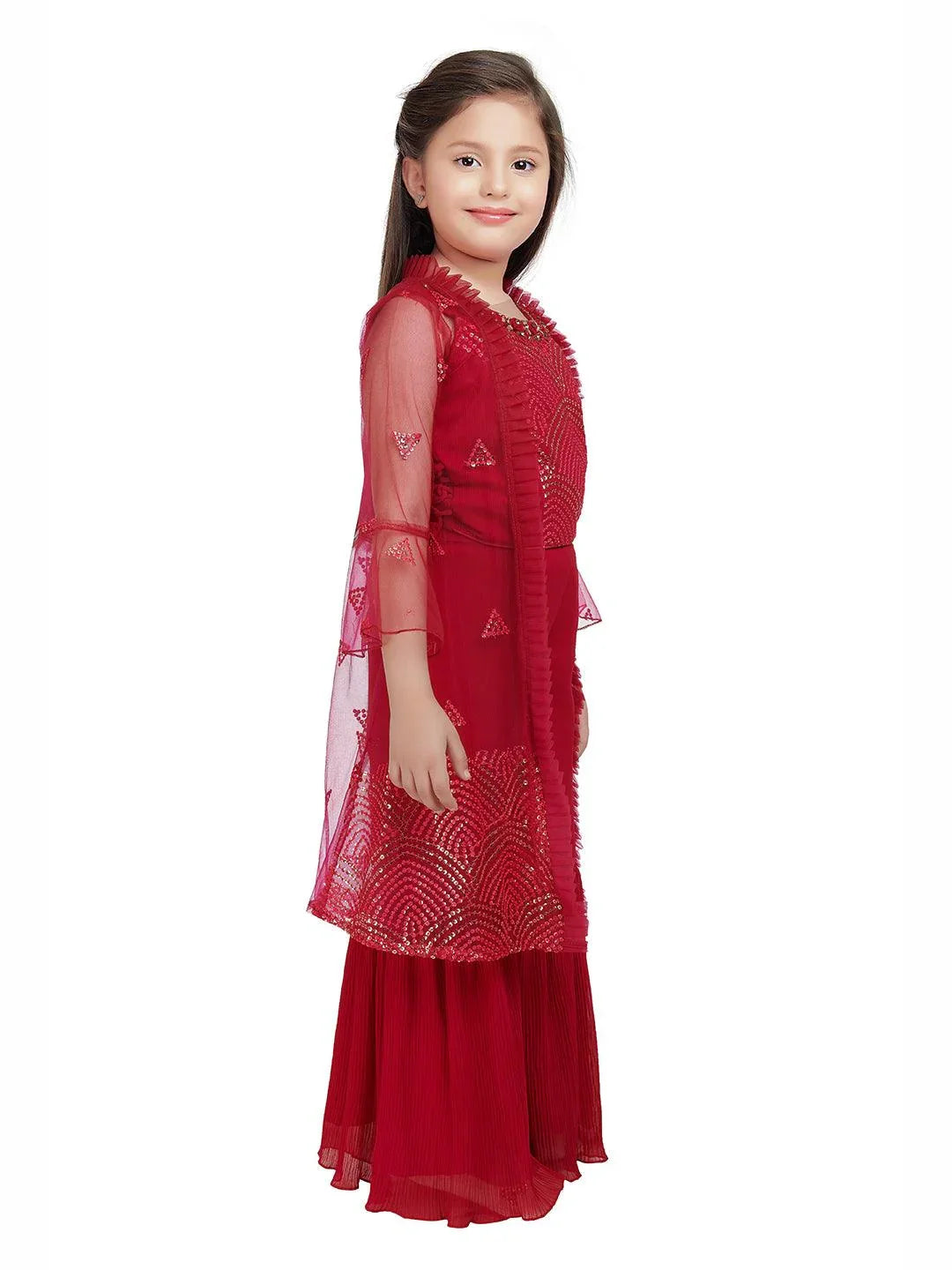 Rani Coloured Gharara / Sharara Set For Girls - Betty Ethnic India - Gharara / Sharara Set - Betty Girls Wear Online