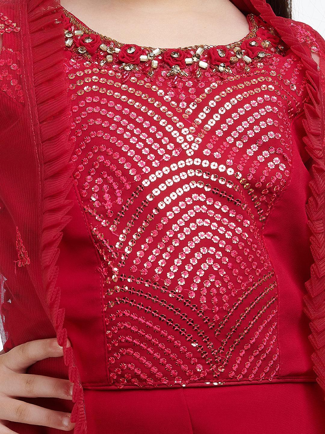 Rani Coloured Gharara / Sharara Set For Girls - Betty Ethnic India - Gharara / Sharara Set - Betty Girls Wear Online