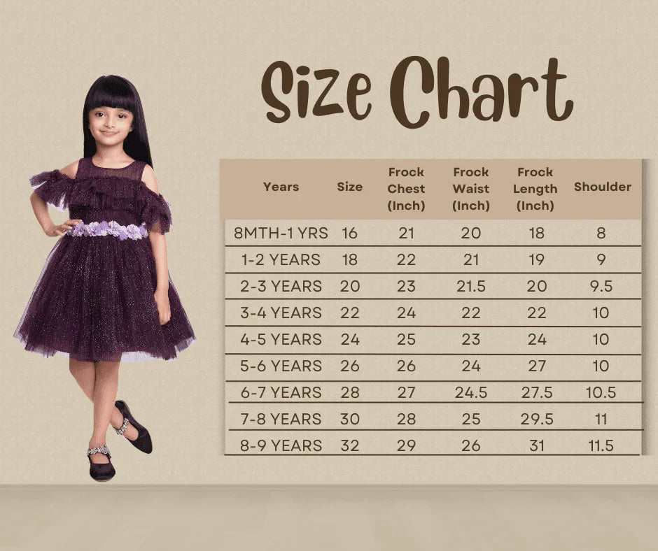 Wine Coloured Imported Net Simple Off Shoulder Design Party Wear Frock For Girls - Betty Ethnic India - Frock - Betty Girls Wear Online