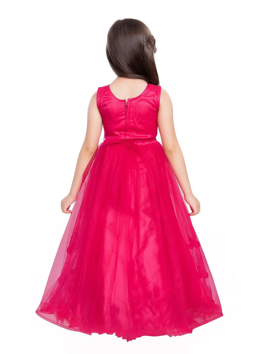Wine Coloured Net Gown For Girls - Betty Ethnic India - Gown - Betty Girls Wear Online