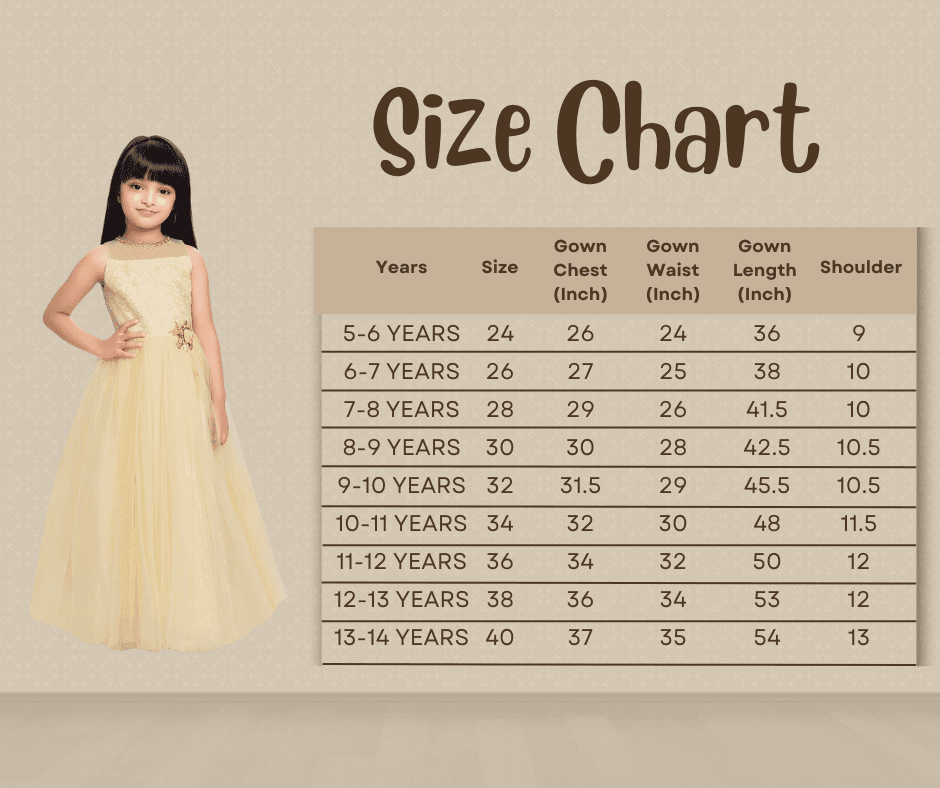 Yellow Coloured Floral Embroidered Simple Design Net Gown For Girls - Betty Ethnic India - Gown - Betty Girls Wear Online