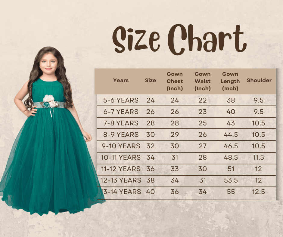 Rama Green Coloured Simple Imported Net Gown For Girls - Betty Ethnic India - Gown - Betty Girls Wear Online