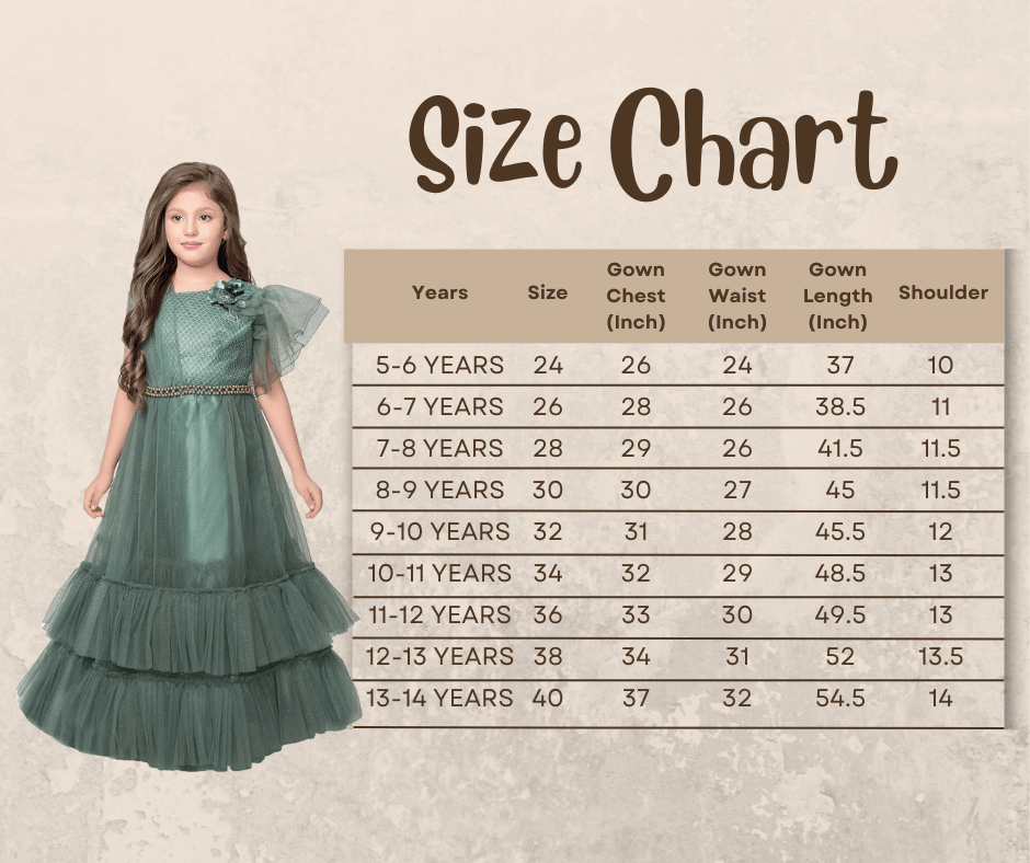 Girls Beetle Coloured One Side Fancy Sleeves Style Gown For Girls With Attached Dupatta - Betty Ethnic India - Gown - Betty Girls Wear Online